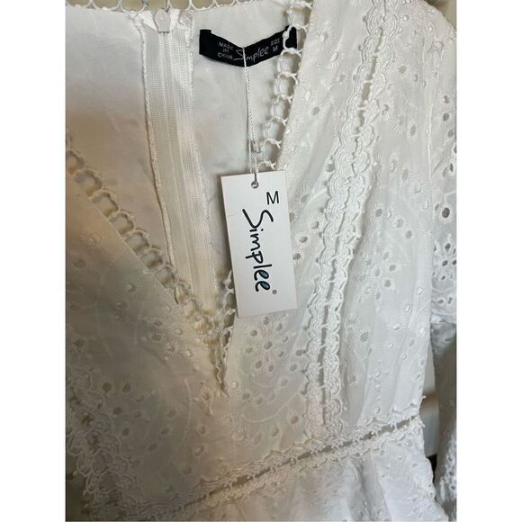 NWT Simplee white long sleeve dress - Picture 4 of 5